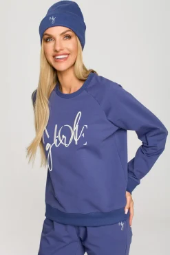 Czapka beanie z haftem - indygo Akcesoria|Dobry Skład