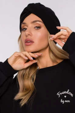 Outlet Czapka typu turban - czarna Akcesoria