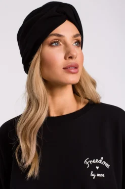 Outlet Czapka typu turban - czarna Akcesoria