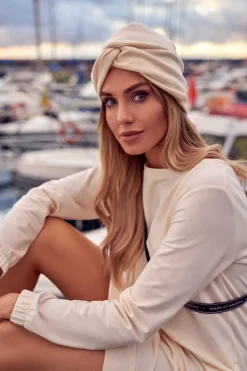 Sale Czapka typu turban - śmietankowa Akcesoria
