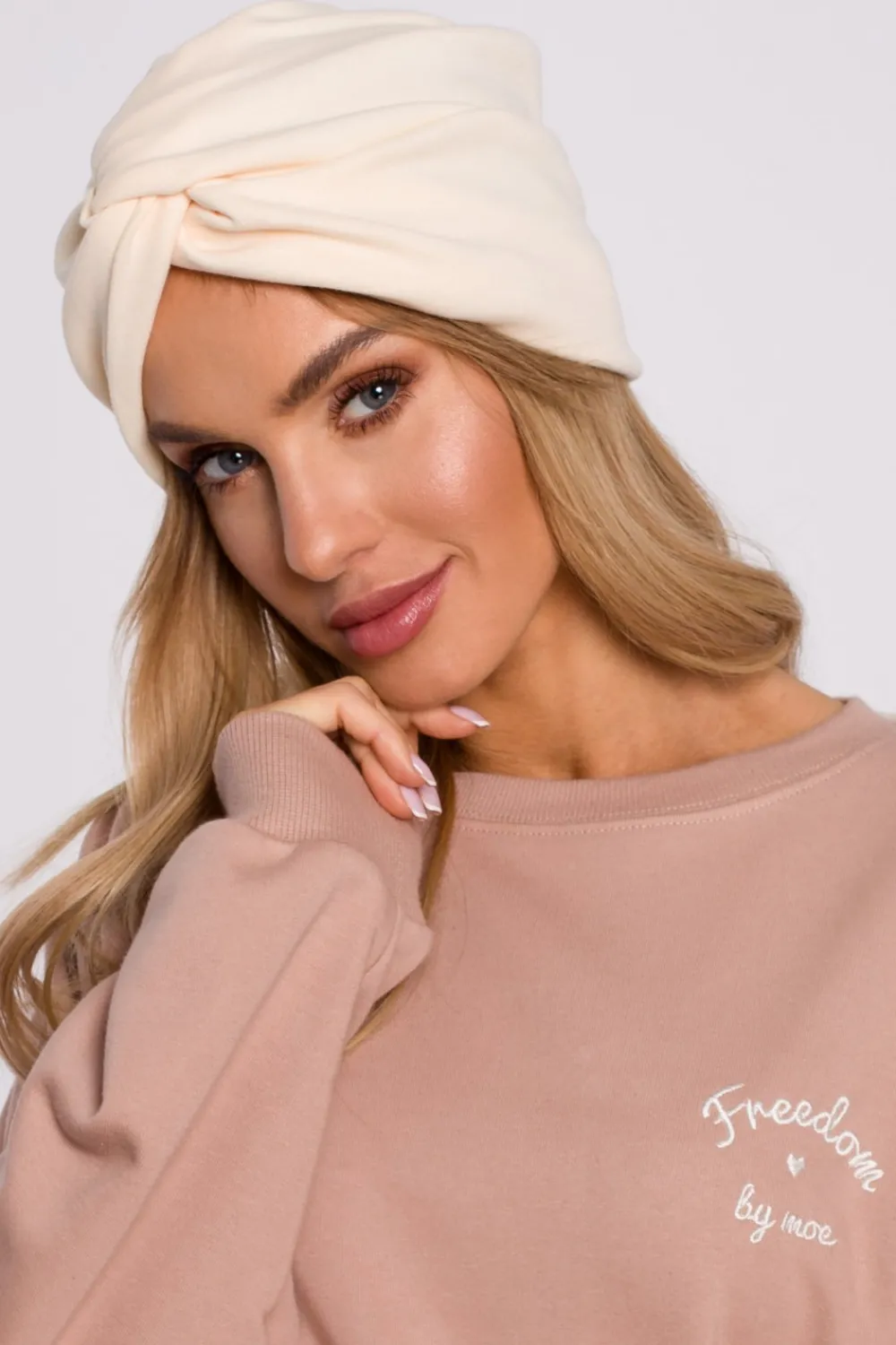 Sale Czapka typu turban - śmietankowa Akcesoria