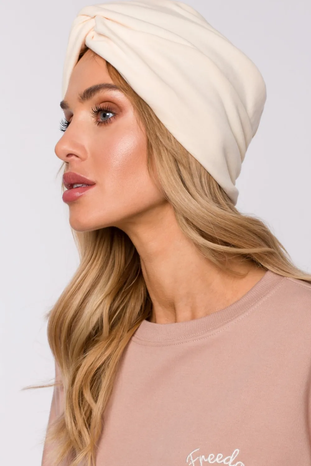 Sale Czapka typu turban - śmietankowa Akcesoria