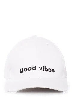 Czapka z daszkiem i haftem "good vibes" - biała Akcesoria