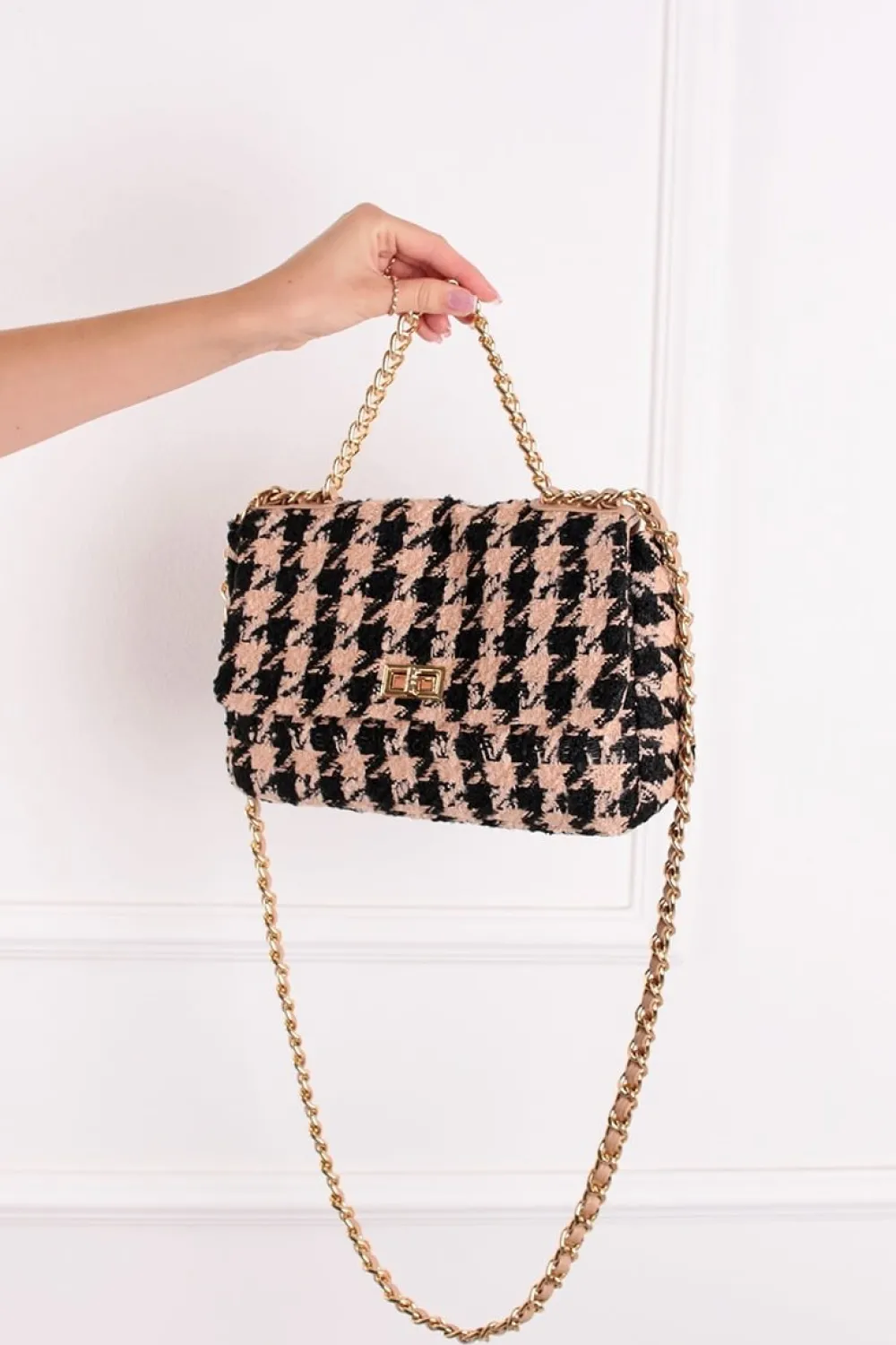 Sale Czarna wzorzysta torebka crossbody Lucy - brzoskwiniowa Torebki|Torebki