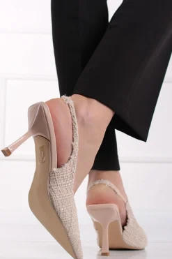 Best Czółenka slingback na cienkim obcasie Natalia - beżowe Czółenka|Buty