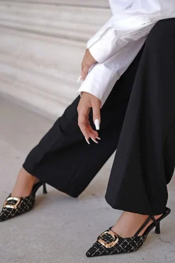 Best Czółenka slingback na cienkim obcasie Marceline - czarne Czółenka|Buty