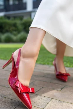 Clearance Czółenka slingback na cienkim obcasie Eve - bordowe Czółenka|Buty