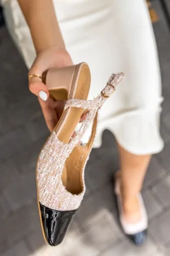 Discount Czółenka slingback na grubym obcasie Lipa - czarno-jasnoróżowe Czółenka|Buty