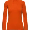 Clearance Damski golf z marszczeniem i długim rękawem - ceglasty Golfy|Bluzki