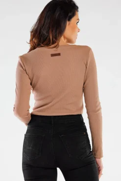 Hot Dopaowana buzka z długi rękawe - beżowa Odzież Casualowa|Dobry Skład