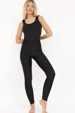 Clearance Dopaowane egginy z wyoki tane - czarne Legginsy|Odzież Casualowa