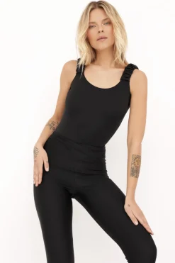 Clearance Dopaowane egginy z wyoki tane - czarne Legginsy|Odzież Casualowa