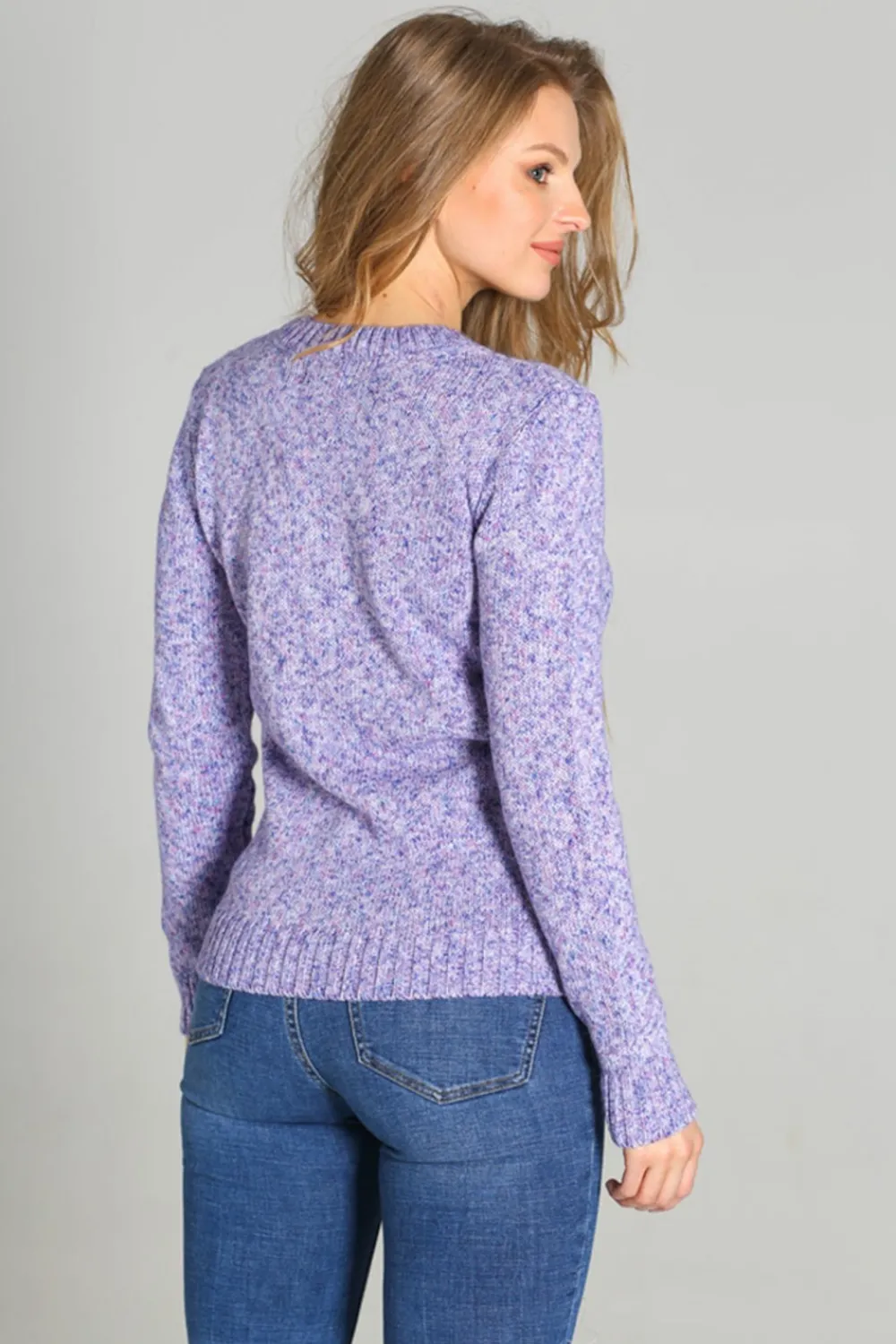 Best Dopasowany sweter z melanżowej dzianiny - niebieski melanż Swetry