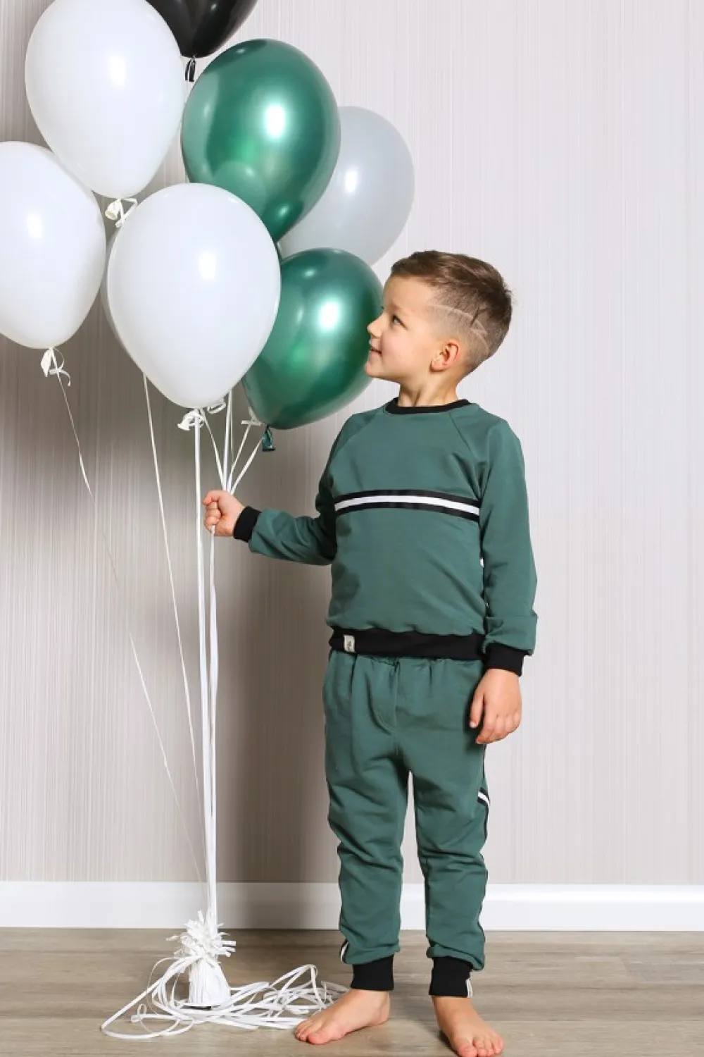 New Dresowa bluza dziecięca z lampasem - zielona Dzieci Odzież Dziecięca