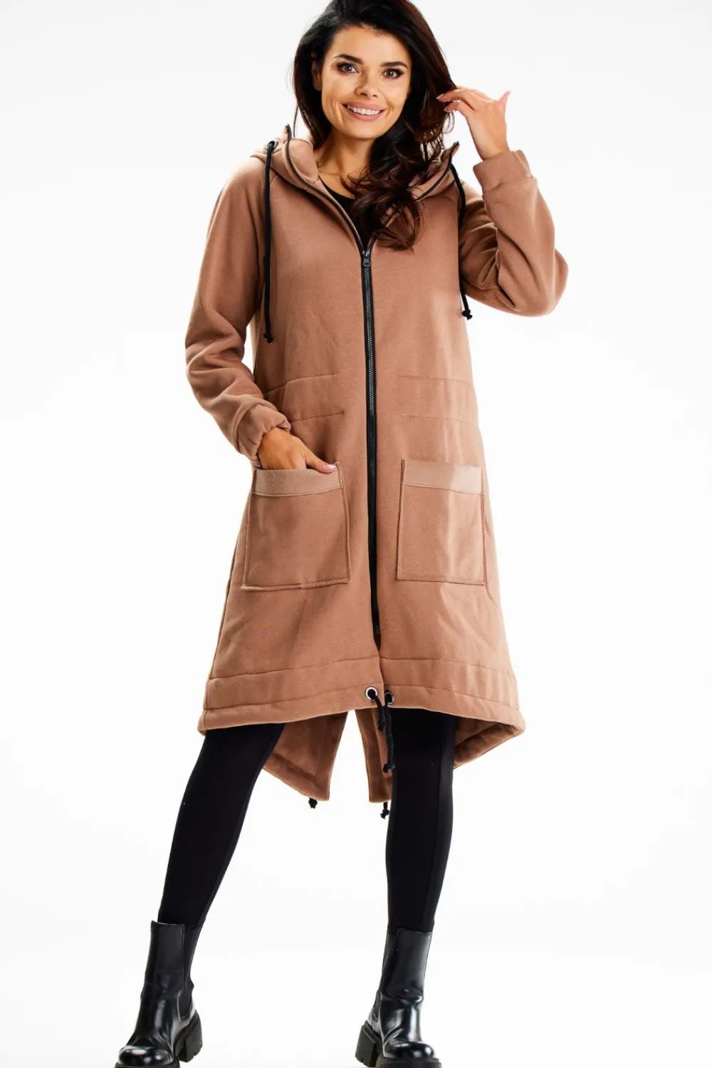 Best Długa buza portowa typu parka - beżowa Odzież Casualowa|Dobry Skład