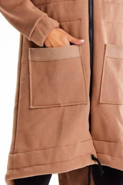 Best Długa buza portowa typu parka - beżowa Odzież Casualowa|Dobry Skład