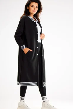 Sale Długa buza typu parka ze tójką - czarna Odzież Casualowa|Bluzy