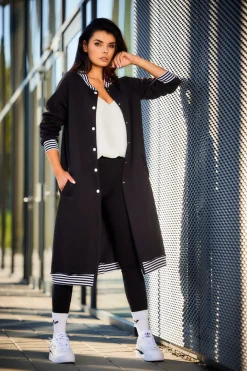 Sale Długa buza typu parka ze tójką - czarna Odzież Casualowa|Bluzy