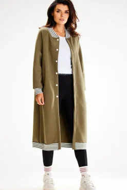 Clearance Długa buza typu parka ze tójką - khaki Odzież Casualowa|Bluzy