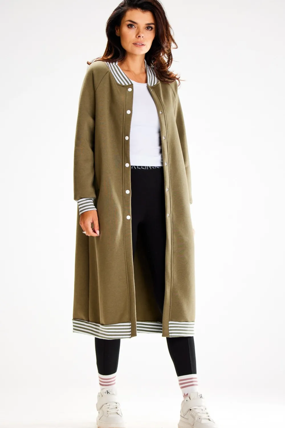 Clearance Długa buza typu parka ze tójką - khaki Odzież Casualowa|Bluzy