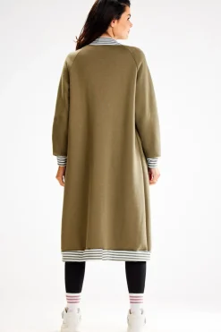 Clearance Długa buza typu parka ze tójką - khaki Odzież Casualowa|Bluzy