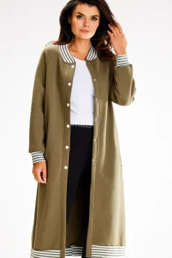 Clearance Długa buza typu parka ze tójką - khaki Odzież Casualowa|Bluzy