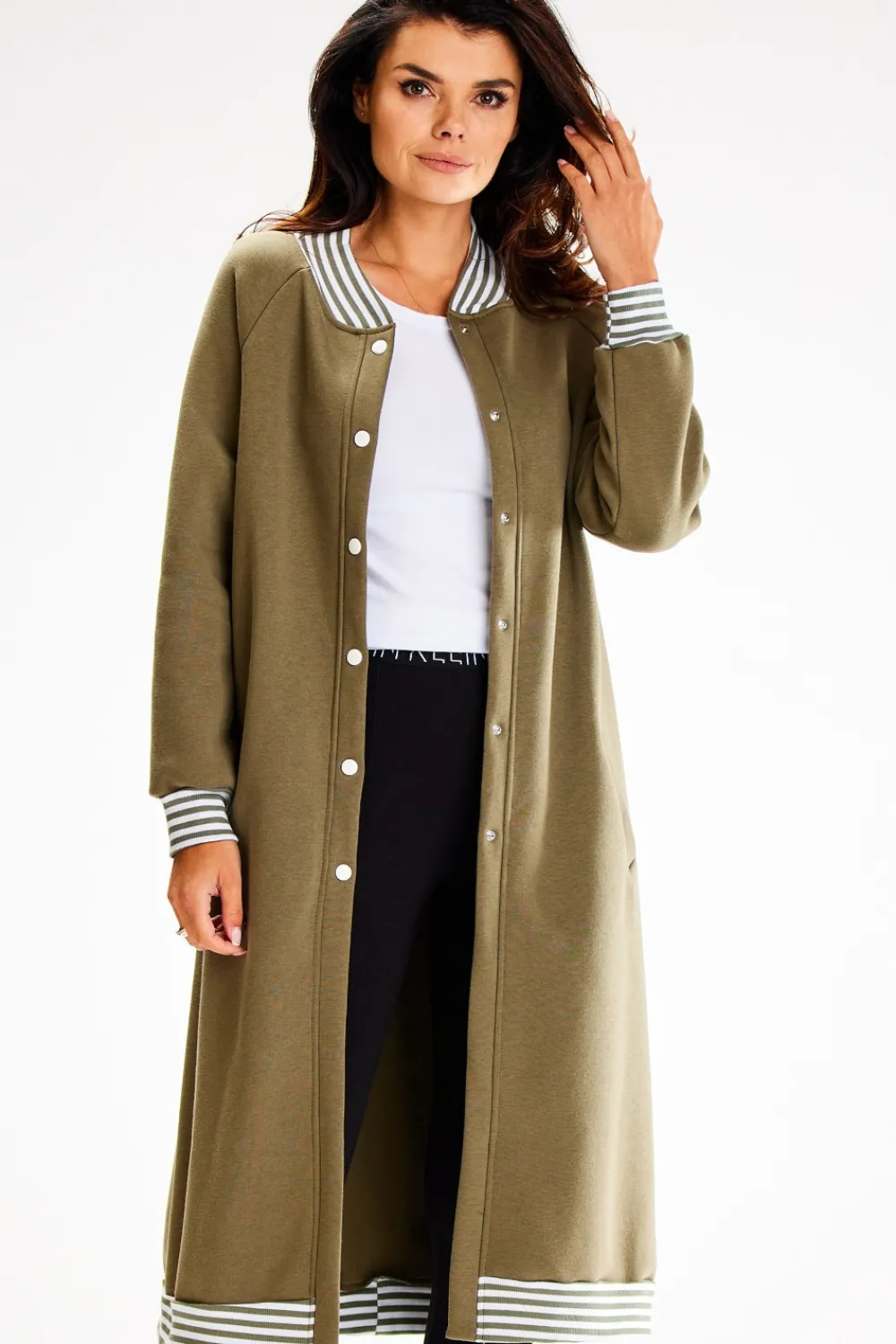 Clearance Długa buza typu parka ze tójką - khaki Odzież Casualowa|Bluzy
