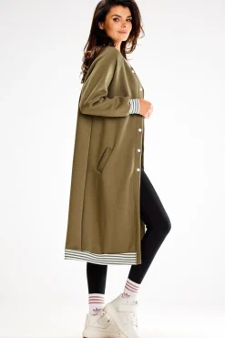 Clearance Długa buza typu parka ze tójką - khaki Odzież Casualowa|Bluzy
