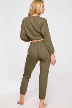 Clearance Długie podnie do pania ze ściągaczai - khaki Piżamy|Odzież Casualowa