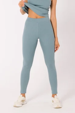 Online Długie egginy z prążkowanej dzianiny - agawa Legginsy|Odzież Casualowa