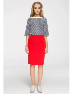 Discount Elegancka spódniczka biurowa - czerwona OUTLET Spódnice