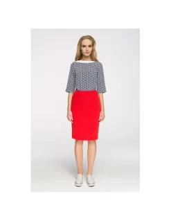 Discount Elegancka spódniczka biurowa - czerwona OUTLET Spódnice