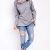 Discount Elegancka bluza damska z kapturem - szara Dobry Skład|Bluzy