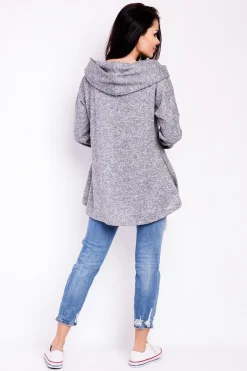 Discount Elegancka bluza damska z kapturem - szara Dobry Skład|Bluzy