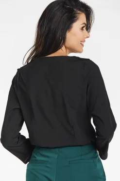 Outlet Eegancka buzka z fabaną - czarna Bluzki