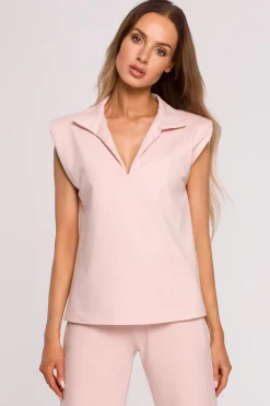 Discount Eegancka buzka z poduzkai na raionach - cukierkowo-różowa Odzież Casualowa|Bluzki