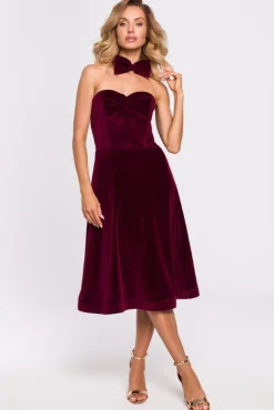 Sale Elegancka mucha welurowa - bordowa Akcesoria