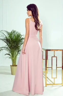 Discount Elegancka sukienka maxi na ramiączkach - pudrowa Sukienki Wieczorowe|Sukienki