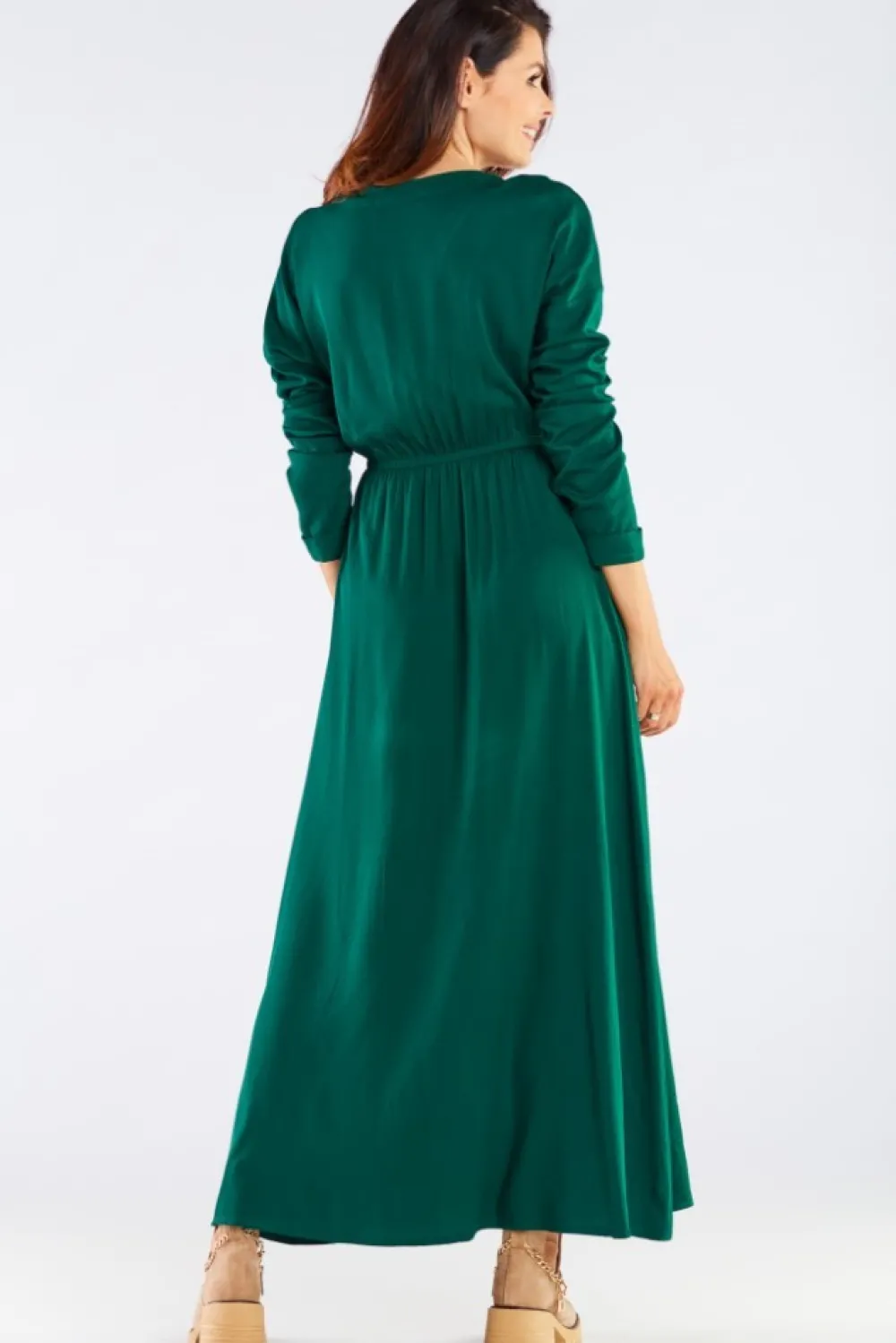 Discount Eegancka ukienka axi z rozcięcie - zieona Maxi|Sukienki Wieczorowe