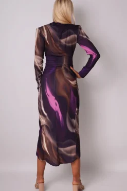 Sale Elegancka sukienka z drapowaniem - śliwkowa Sukienki Koktajlowe|Sukienki