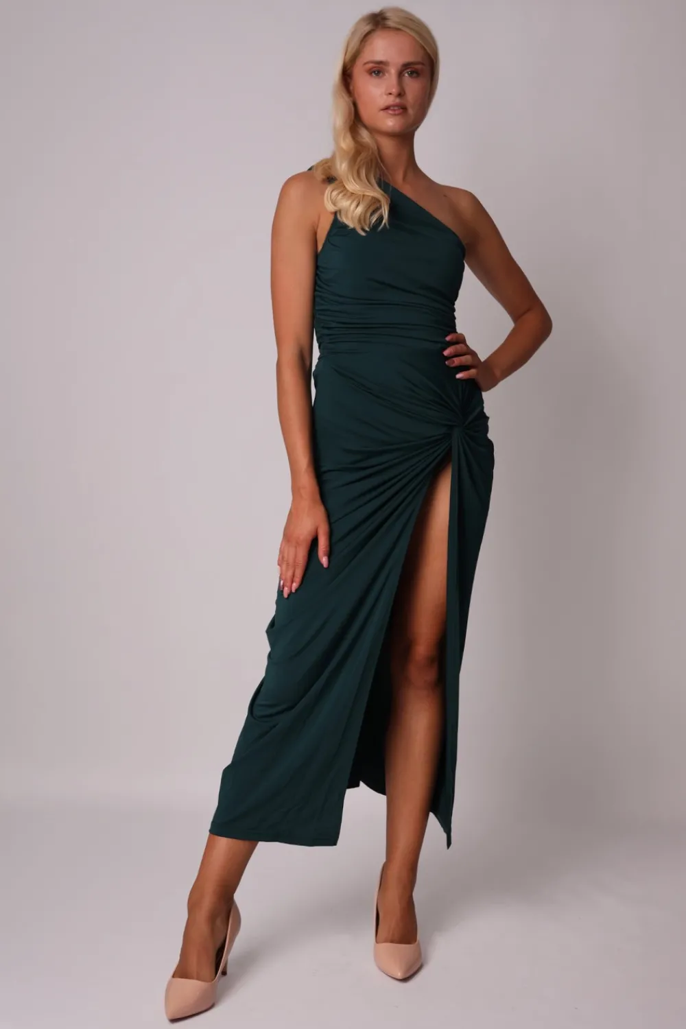 Hot Elegancka sukienka z ozdobnym wiązaniem - zielona Sukienki Wieczorowe|Sukienki