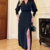 Online Elegancka sukienka z rozcięciem na nogę - czarna Sukienki Wieczorowe|Sukienki