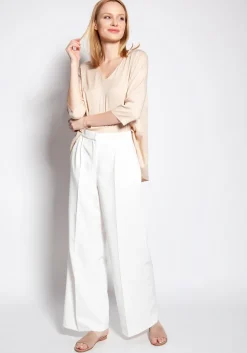 Hot Eeganckie biurowe podnie zwedy - ecru Spodnie