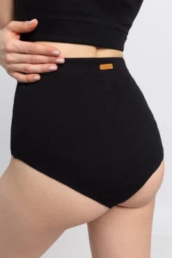 Best Eleganckie figi damskie z wysokim stanem - czarne Piżamy