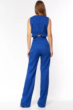 Clearance Eegancki kobinezon bez rękawów - chabrowy Eleganckie Kombinezony|Kombinezony
