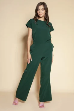 Clearance Eegancki kobinezon z odkrytyi pecai - zieony Eleganckie Kombinezony|Kombinezony