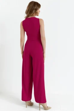 Hot Eegancki kobinezon z zerokii nogawkai - śiwkowy Eleganckie Kombinezony|Kombinezony