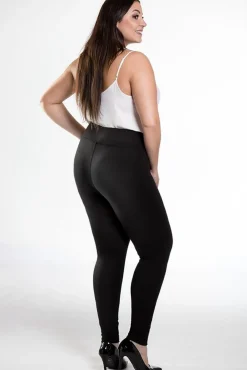 Discount Gładkie eatyczne egginy pu ize - czarne Legginsy|Odzież Casualowa