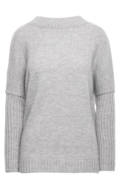 Best Gruby sweter ze ściągaczem w rękawie - szary Swetry