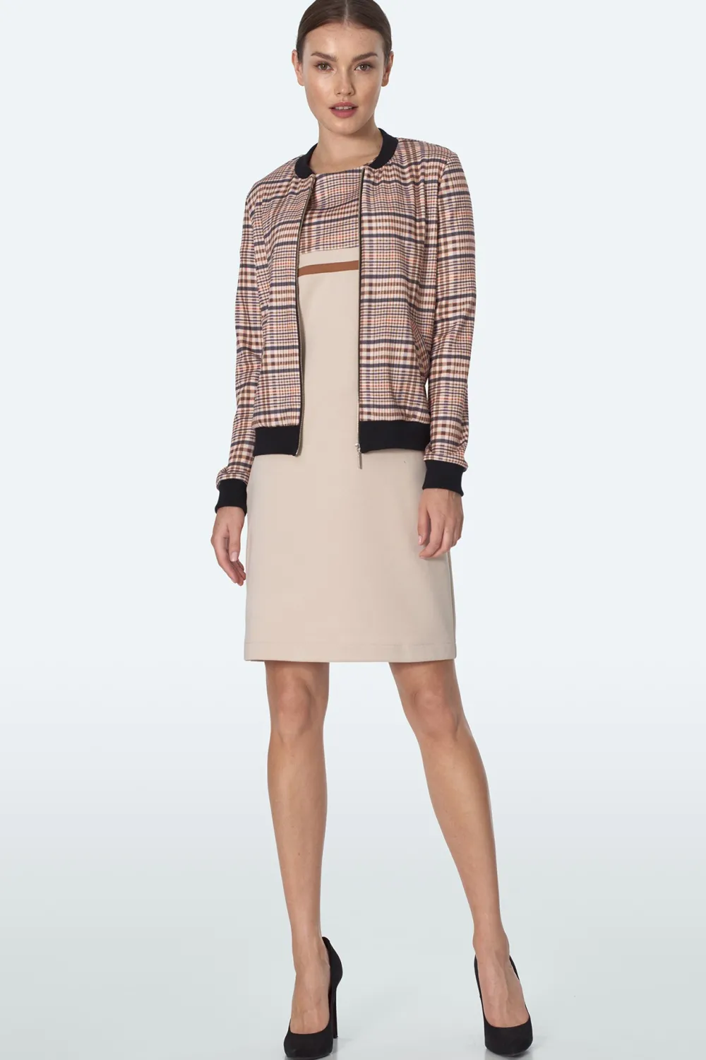 Discount Jeienna kurtka boberka - beżowa-krata Odzież Casualowa|Bluzy